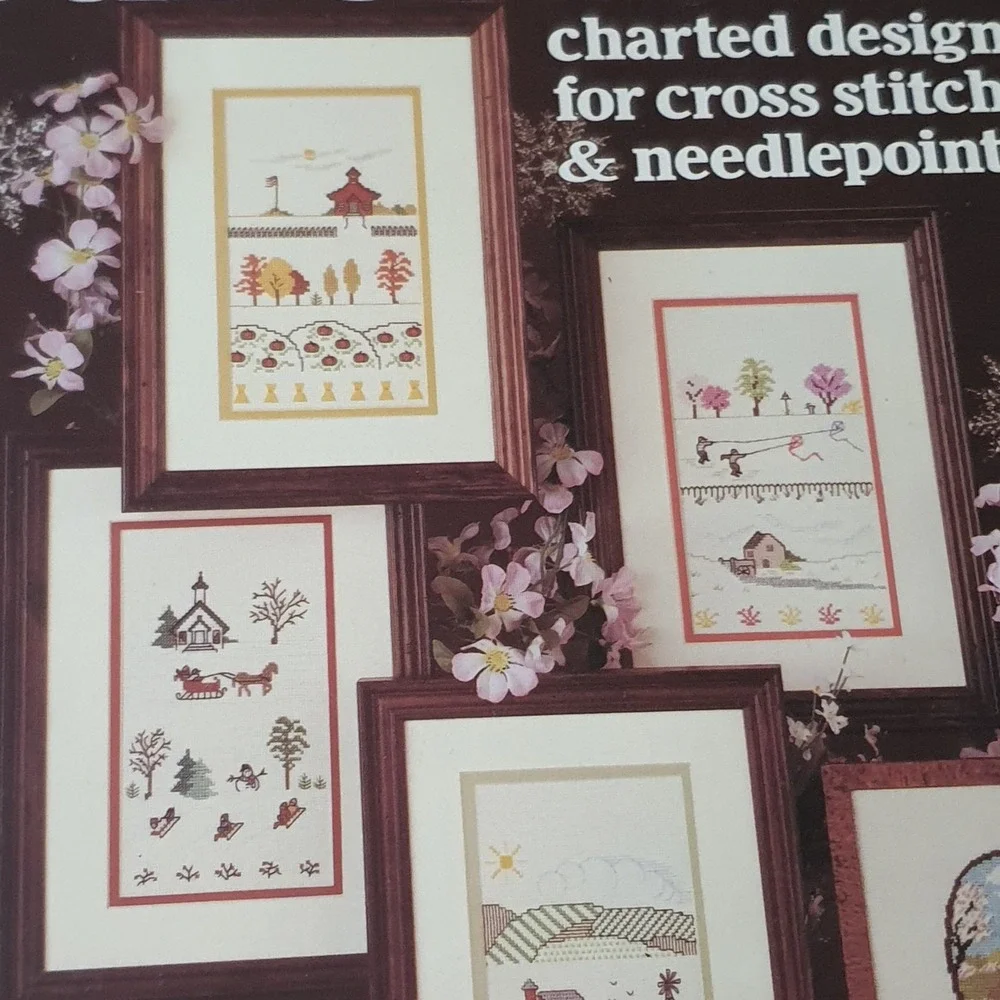Leisure Arts Four Seasons Cross Stitch Needlepoint Pattern Leaflet Winter Spring